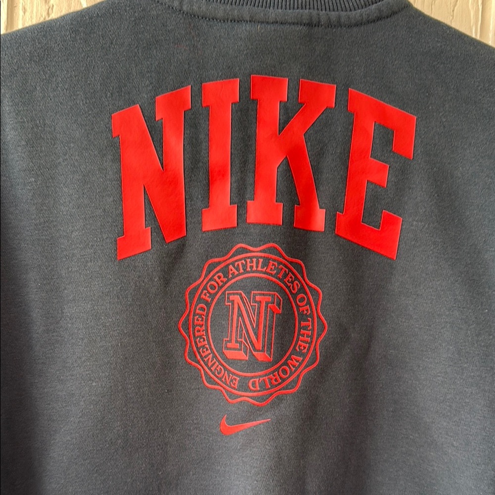 Nike Navy Blue Phoenix Fleece Heritage Quarter-Zip Crop Sweatshirt sz S - Picture 3 of 7